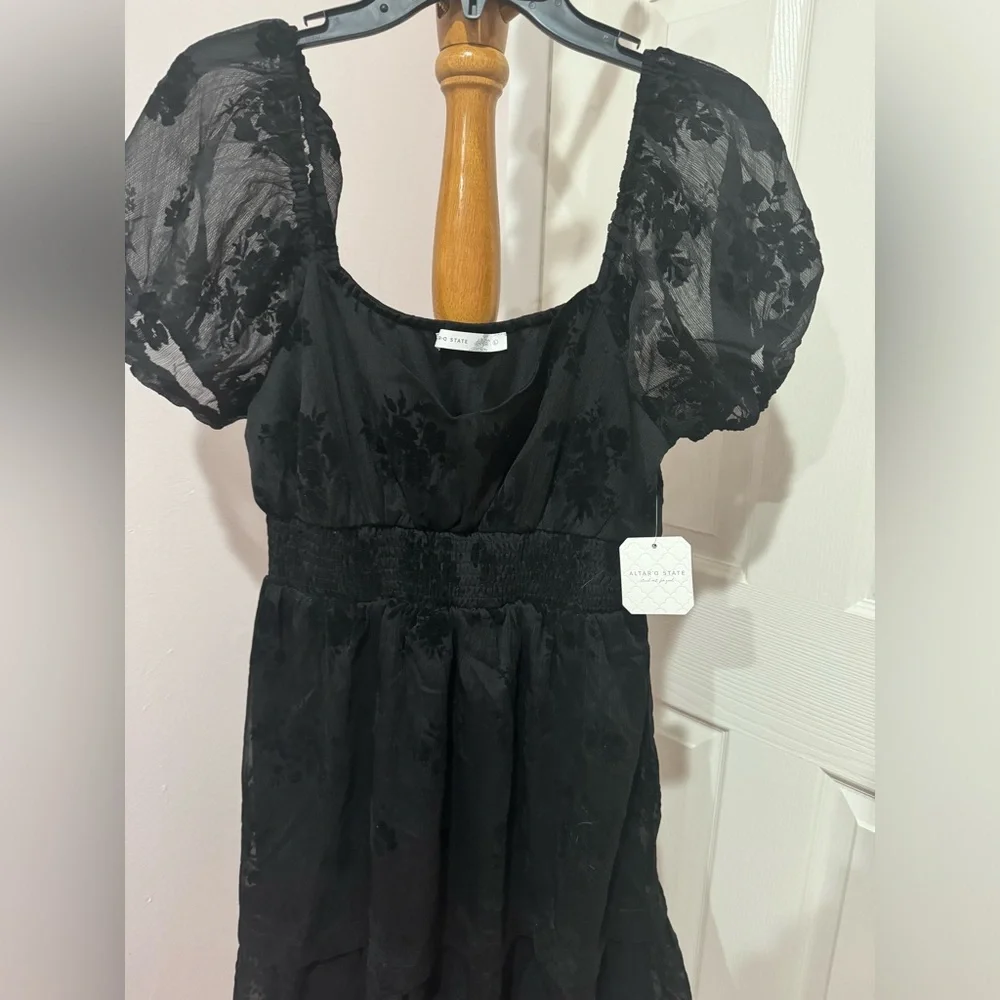 NWT Altar’d State Black Floral Mini Dress - Picture 7 of 9